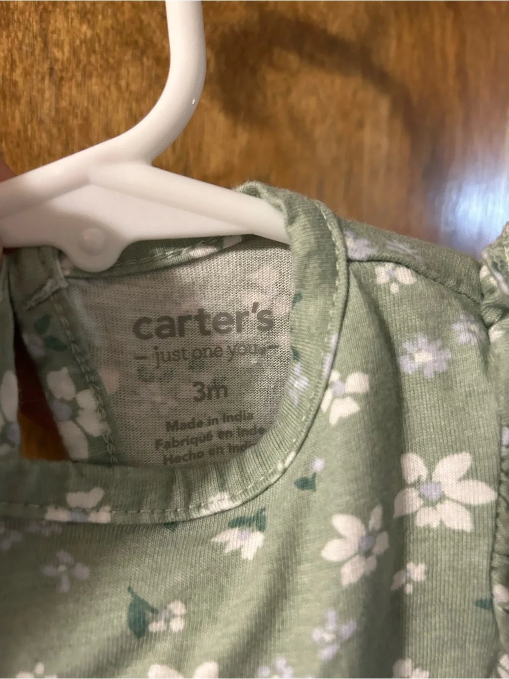 Carter's Sage Green Floral Dress with Onesie Closure